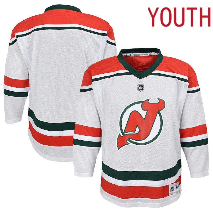 Youth New Jersey Devils White 2022-23 Heritage Replica NHL Jersey